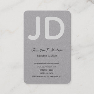 Calligraphy trendy classical script monogram grey business card
