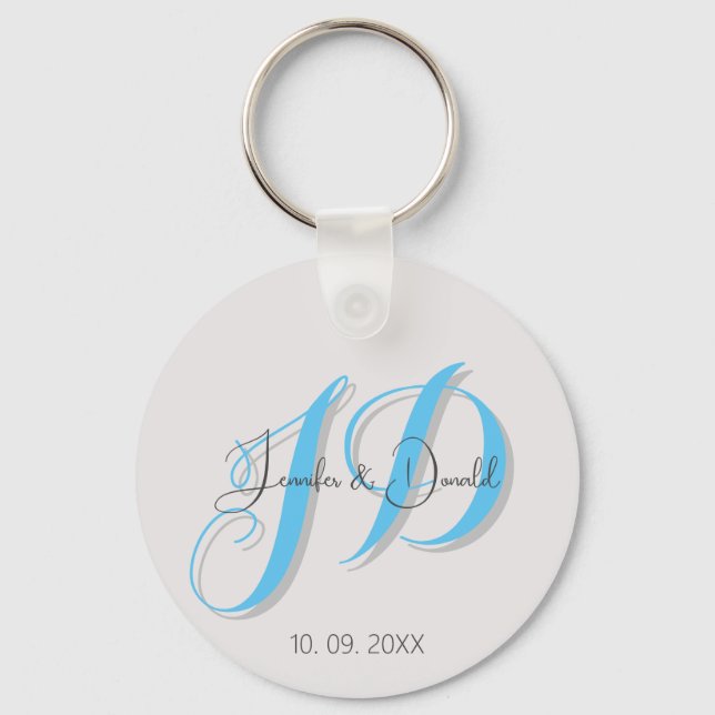 Calligraphy trendy classical script monogram keychain (Front)