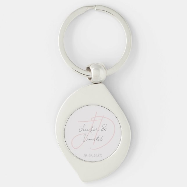 Calligraphy trendy classical script monogram keychain (Front)