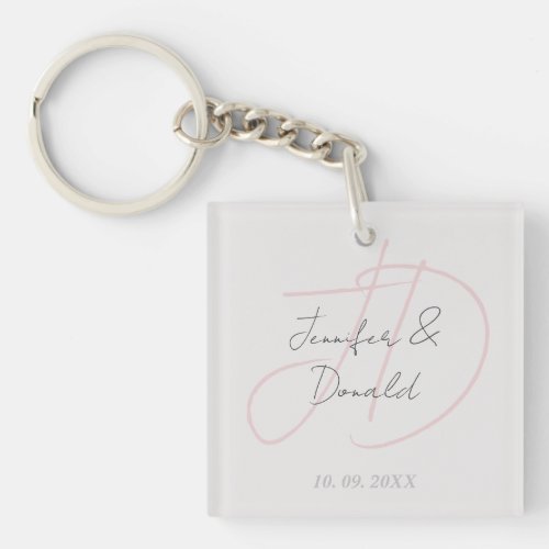 Calligraphy trendy classical script monogram keychain