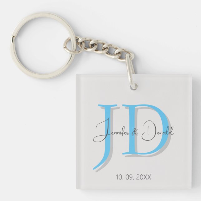 Calligraphy trendy classical script monogram keychain (Front)