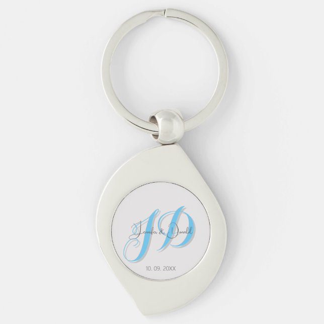 Calligraphy trendy classical script monogram keychain (Front)