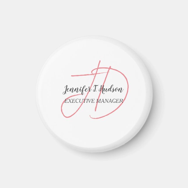 Calligraphy trendy classical script monogram magnet (Front)