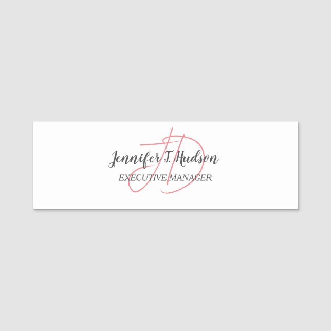 Calligraphy trendy classical script monogram name tag (Front)