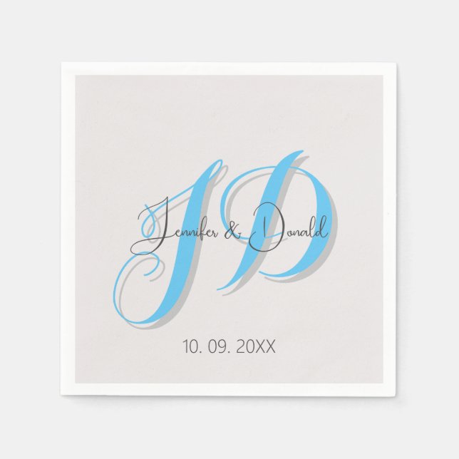 Calligraphy trendy classical script monogram napkins (Front)