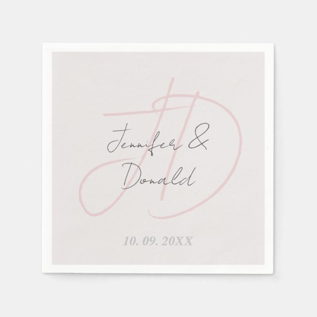 Calligraphy trendy classical script monogram napkins (Front)
