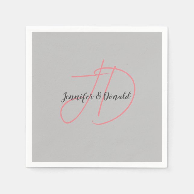 Calligraphy trendy classical script monogram napkins (Front)