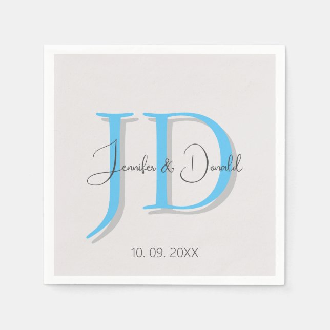 Calligraphy trendy classical script monogram napkins (Front)