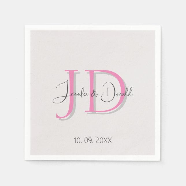 Calligraphy trendy classical script monogram napkins (Front)