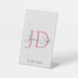 Calligraphy trendy classical script monogram pedestal sign