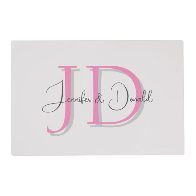 Calligraphy trendy classical script monogram placemat (Front)