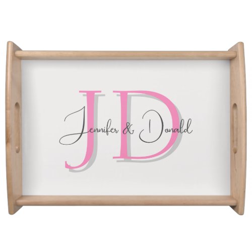 Calligraphy trendy classical script monogram serving tray