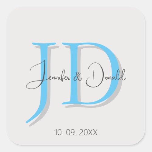 Calligraphy trendy classical script monogram square sticker