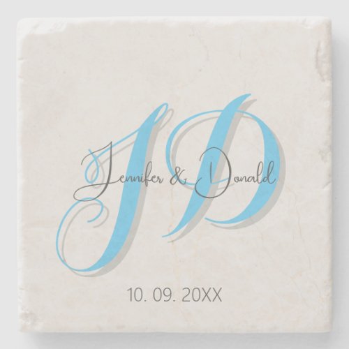 Calligraphy trendy classical script monogram stone coaster