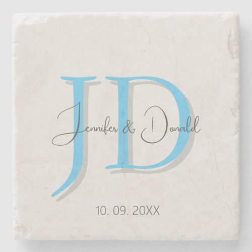 Calligraphy trendy classical script monogram stone coaster