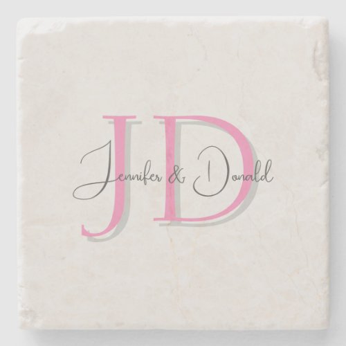 Calligraphy trendy classical script monogram stone coaster