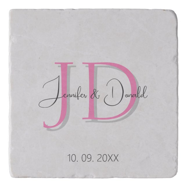 Calligraphy trendy classical script monogram trivet (Front)