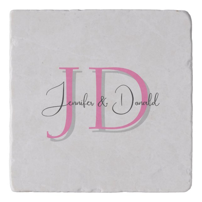 Calligraphy trendy classical script monogram trivet (Front)