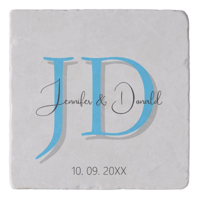 Calligraphy trendy classical script monogram trivet (Front)