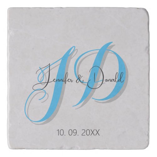 Calligraphy trendy classical script monogram trivet