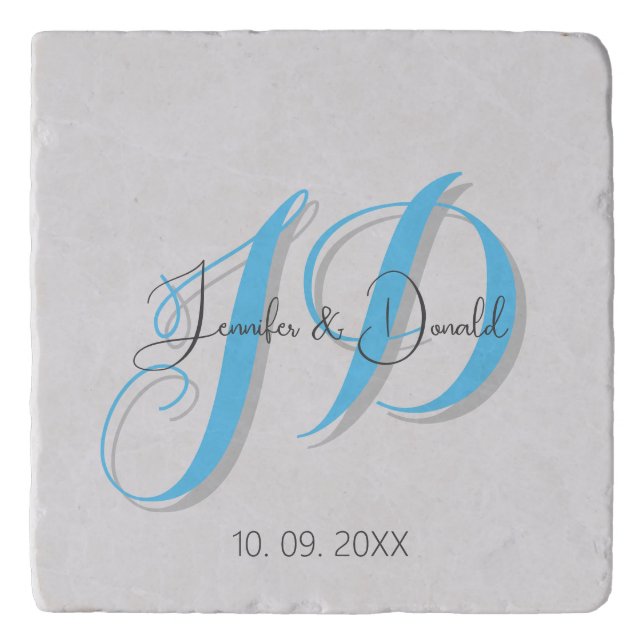 Calligraphy trendy classical script monogram trivet (Front)