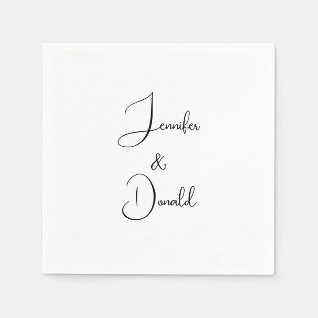 Calligraphy trendy classical script plain personal napkins (Front)