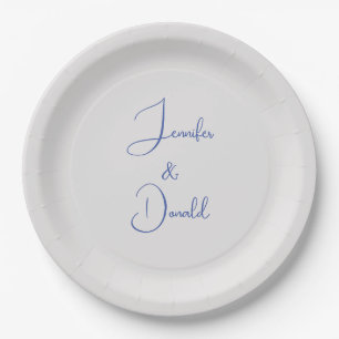 Calligraphy trendy classical script plain personal paper plates