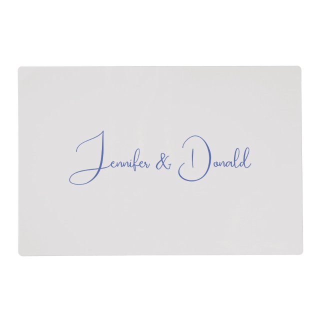 Calligraphy trendy classical script plain personal placemat (Front)