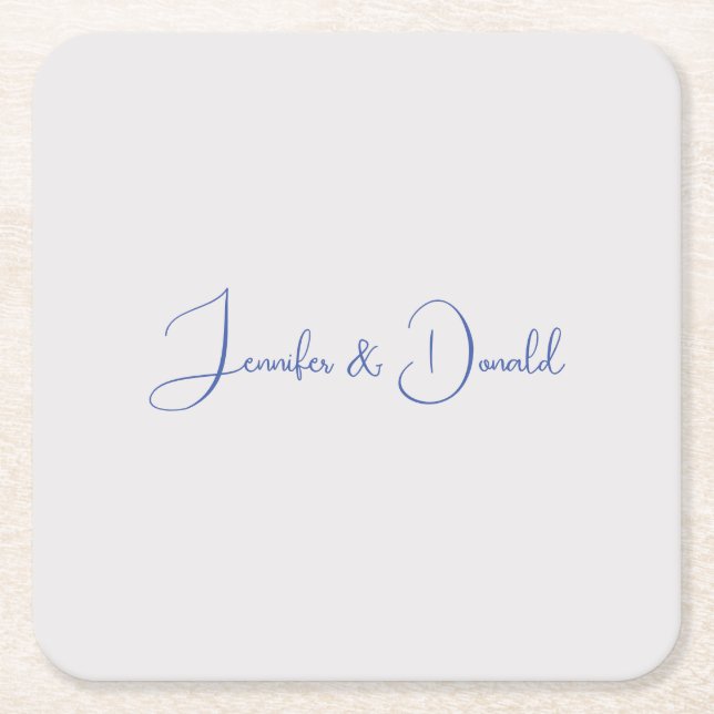 Calligraphy trendy classical script plain personal square paper coaster (Front)