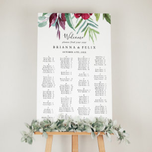 Calligraphy Tropical Alphabetical Seating Chart
