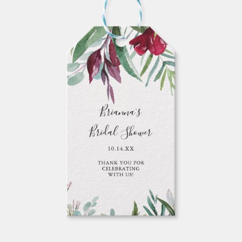 Calligraphy Tropical Colored Floral Bridal Shower Gift Tags