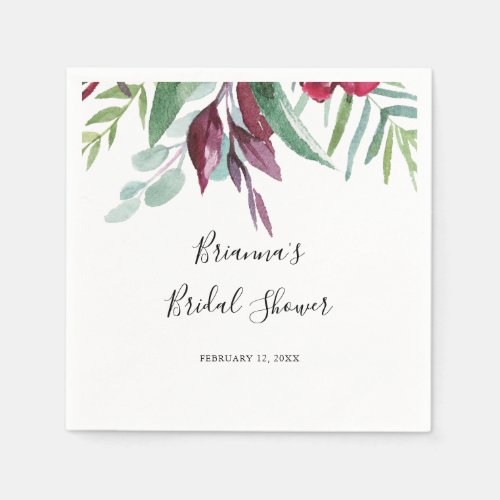 Calligraphy Tropical Colored Floral Bridal Shower Napkins