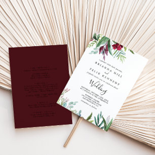 Calligraphy Tropical Floral Front & Back Wedding Invitation