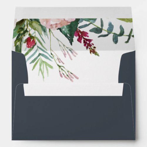 Calligraphy Tropical Floral  Wedding Invitation Envelope