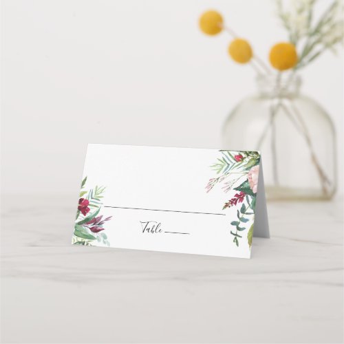 Calligraphy Tropical Floral Wedding Place Card