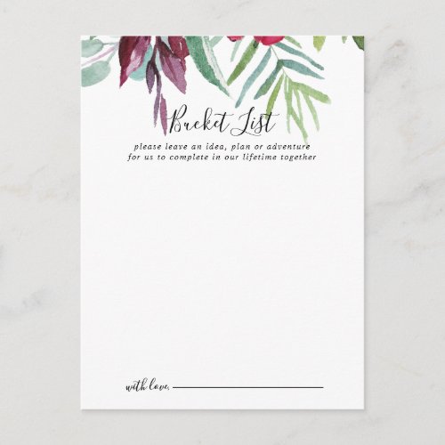 Calligraphy Tropical Wedding Bucket List Cards