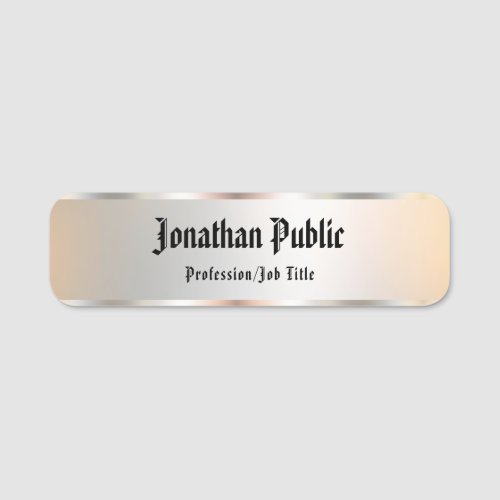 Calligraphy Typed Script Text Faux Silver Template Name Tag
