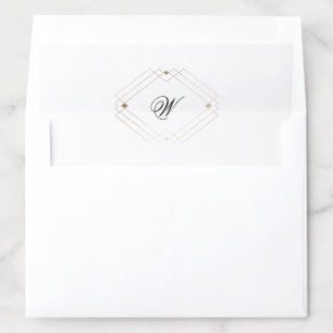 Calligraphy Typography Monogram Gold Deco Wedding Envelope Liner
