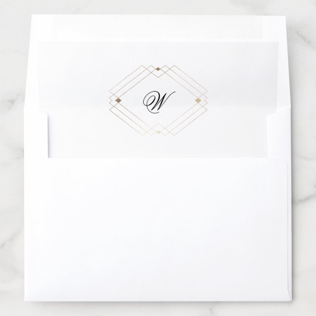 Calligraphy Typography Monogram Gold Deco Wedding Envelope Liner (In Envelope)