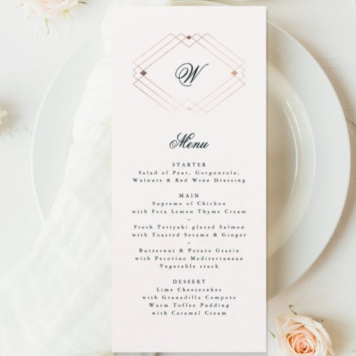 Calligraphy Typography Monogram Gold Deco Wedding Menu