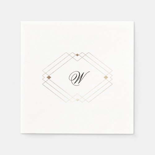 Calligraphy Typography Monogram Gold Deco Wedding Napkins