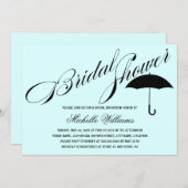 Calligraphy Umbrella Aqua Bridal Shower Invitation (Front/Back)