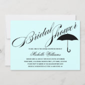 Calligraphy Umbrella Aqua Bridal Shower Invitation (Front)