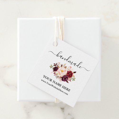 Calligraphy Watercolor Floral Handmade Tag
