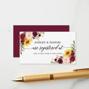 Calligraphy Watercolor Floral Wedding Registry Enclosure Card
