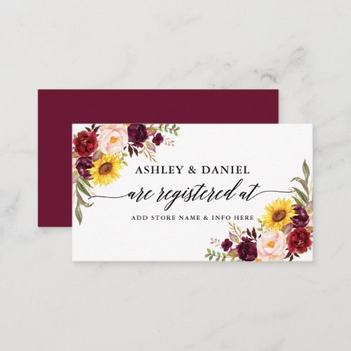 Calligraphy Watercolor Floral Wedding Registry Enclosure Card