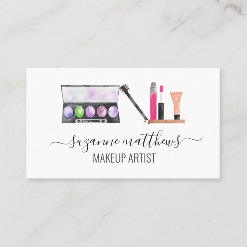 Calligraphy Watercolor Minimalistic Makeup Artist Business Card