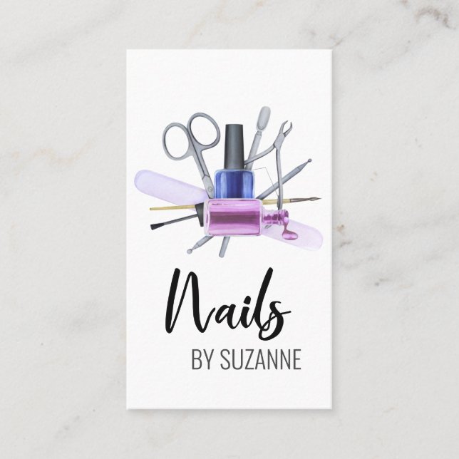 Calligraphy Watercolor Nail Polish File Tools Business Card (Front)