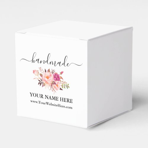 Calligraphy Watercolor Pink Floral Handmade Small Favor Boxes
