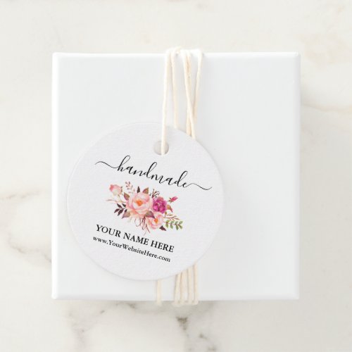 Calligraphy Watercolor Pink Floral Handmade Tags